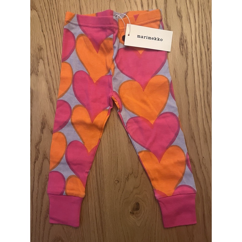Marimekko Leggings Sleep Pants 2T Girls Pink Hearts Soft